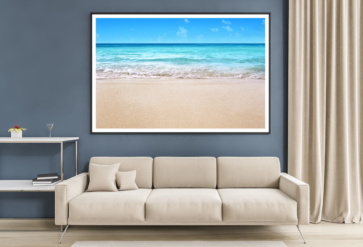 A Sandy Beach with Waves Crashing On It Home Decor Premium Quality Poster Print Choose Your Sizes