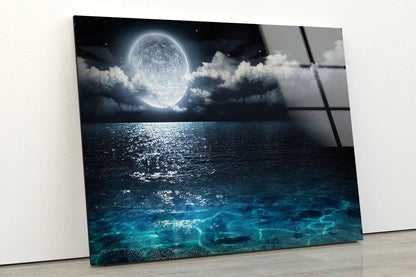 Moon & Sea Photograph UV Direct Aluminum Print Australian Made Quality