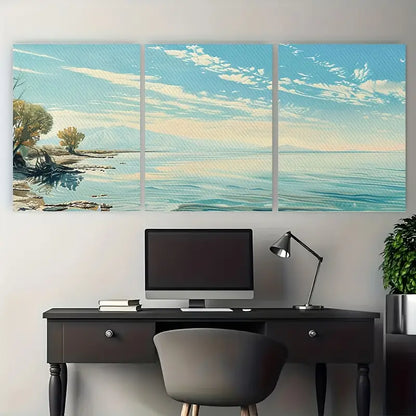 3pcs Salton Sea Lake Serene Sunset View Metal Print Ready to Hang Art