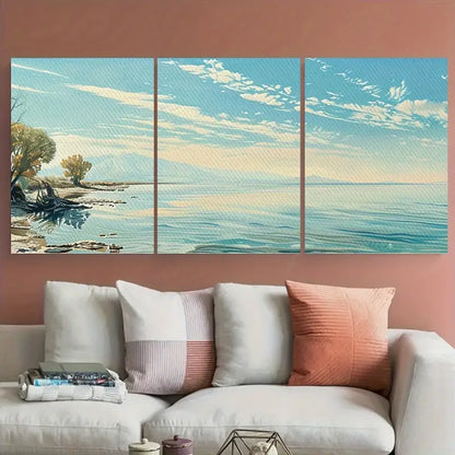 3pcs Salton Sea Lake Serene Sunset View Metal Print Ready to Hang Art