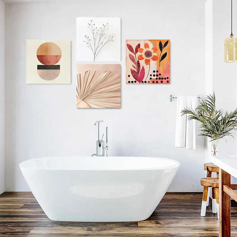 4pcs Bohemian VibesWall Art Canvas Framed