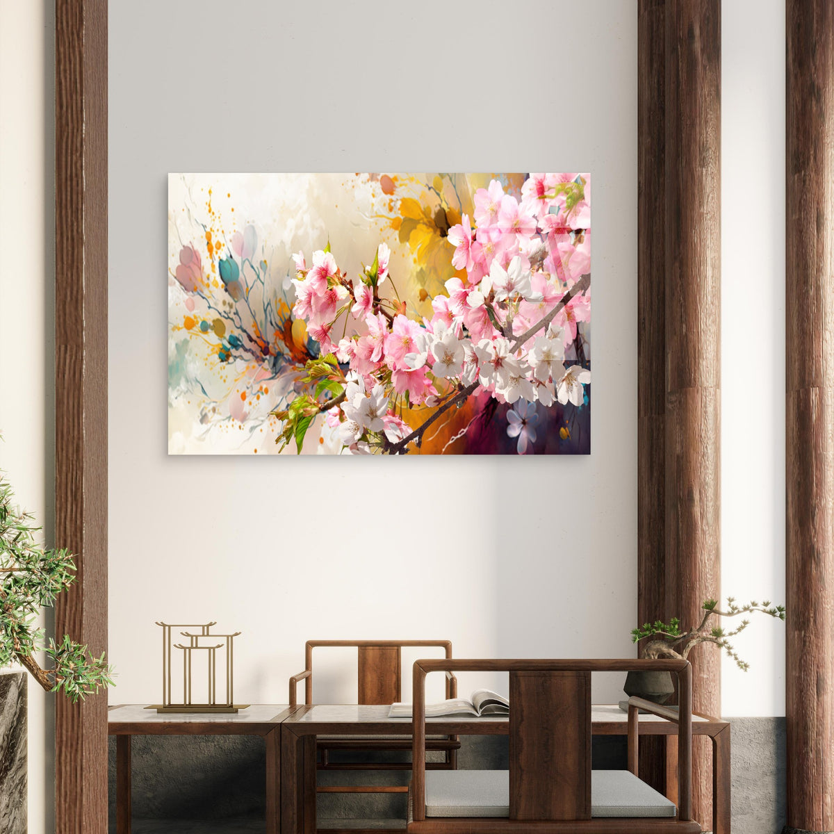 Abstract Sakura Flower Bloom Branch Acrylic Glass Printing Wall Art Australian Made Quality