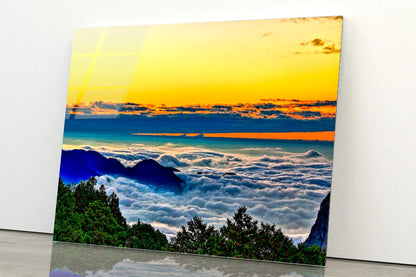 Mountain Scenery at Sunset View Alishan Chiayi Taiwan Acrylic Glass Print Tempered Glass Wall Art 100% Made in Australia Ready to Hang