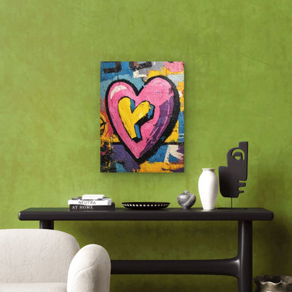 Graffiti-Style Hearts, Love-Themed Decor 60x90cm Metal Print Ready to Hang
