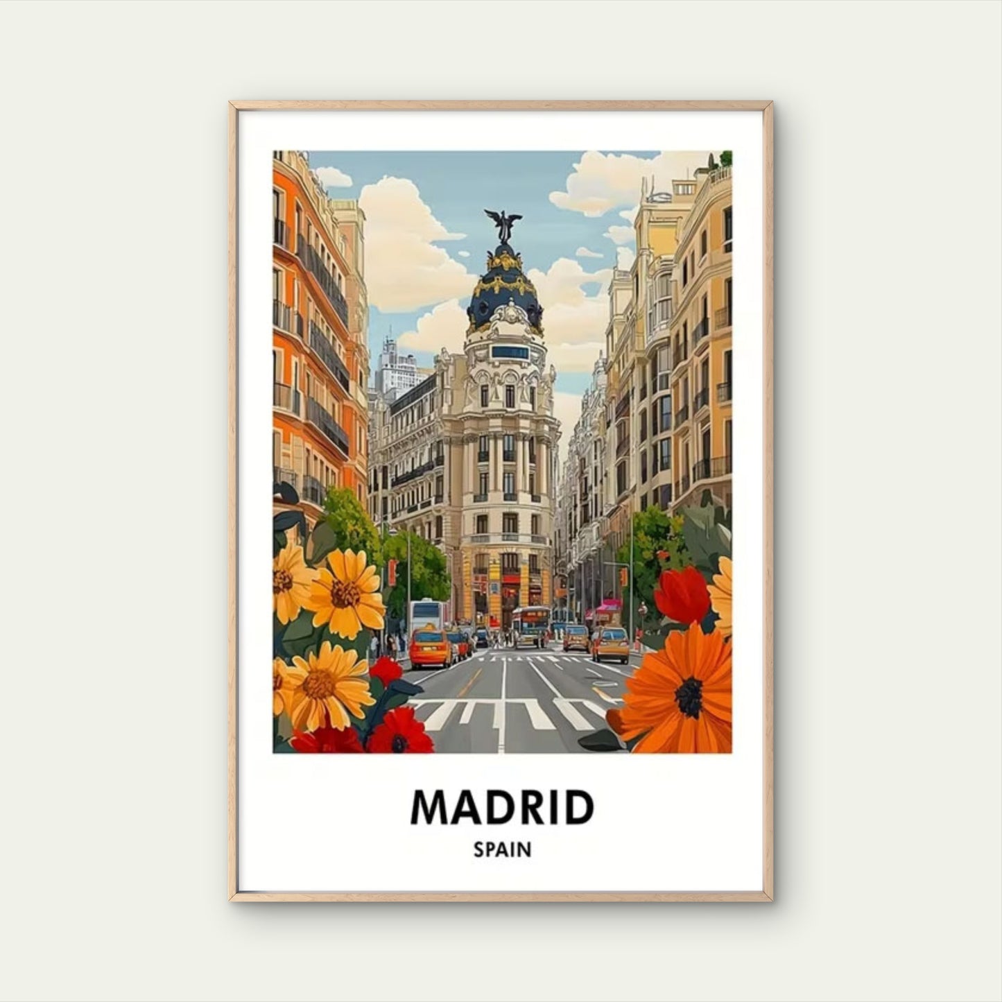 Madrid Spain Paintings Travel Poster Print Wall Art