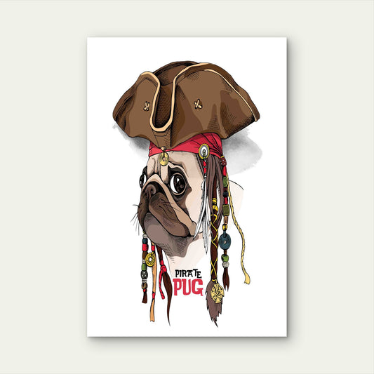 Captain Pug of The Seven Seas 60x90cm Metal Print Ready to Hang