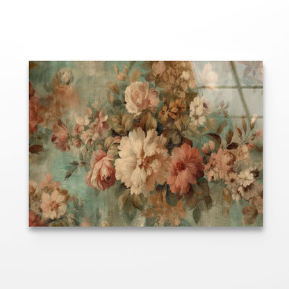 Vintage Floral Wallpaper Acrylic Glass Print Tempered Glass Wall Art 100% Made in Australia Ready to Hang