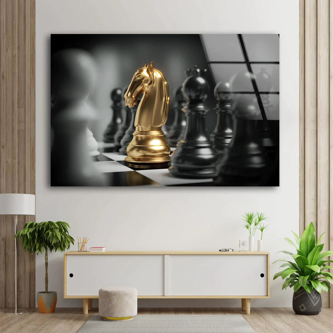 Gold Black Chess Board UV Direct Aluminum Print Australian Made Quality