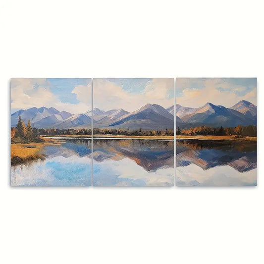 3pcs Lakes in Montana Mountains Metal Print Ready to Hang Art