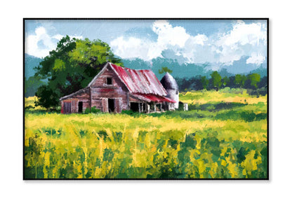 Painting Of Old Farm and Fields in Countryside Wall Art Limited Edition High Quality Print