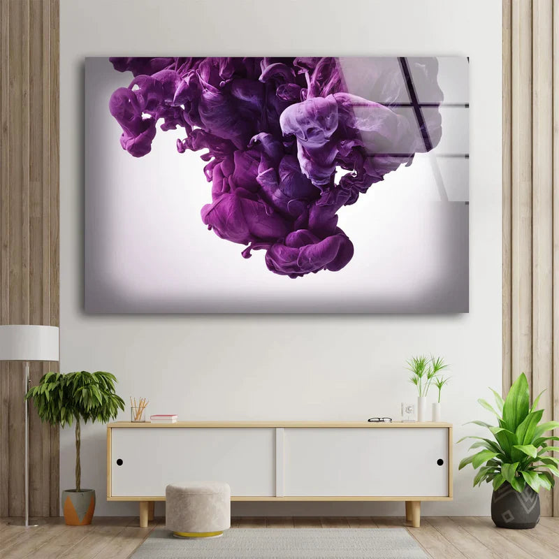 Purple Smoke Abstract UV Direct Aluminum Print Australian Made Quality