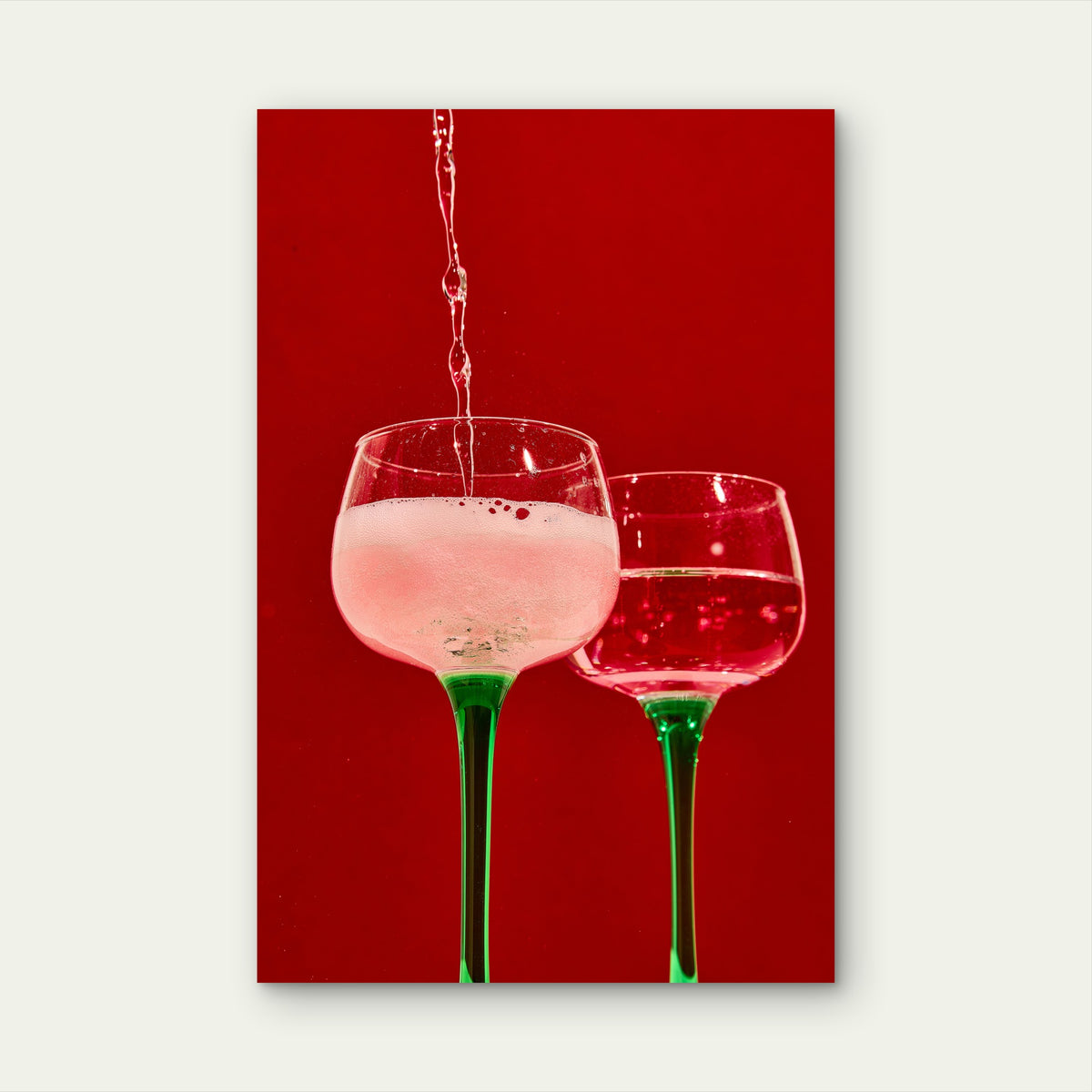 Pink Sparkling Wine Pour 40x60cm Metal Print Ready to Hang