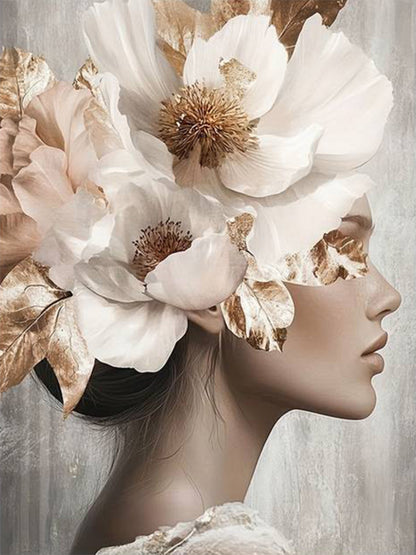 Golden Floral Abstract Flower Woman Fashion Home Decor Premium Quality Poster Print Choose Your Sizes