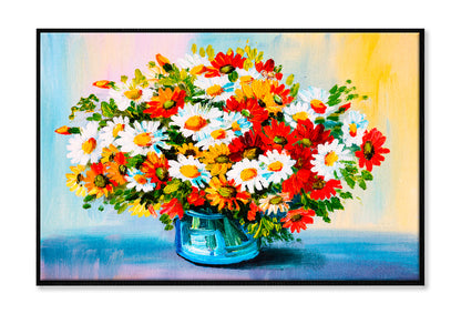 Bouquet Of Flowers Oil Painting Wall Art Limited Edition High Quality Print Canvas Box Framed Black