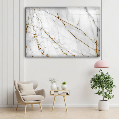 White & Gold Abstract UV Direct Aluminum Print Australian Made Quality