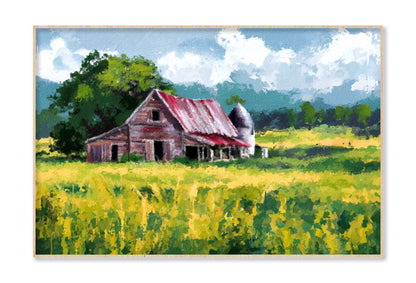 Painting Of Old Farm and Fields in Countryside Wall Art Limited Edition High Quality Print