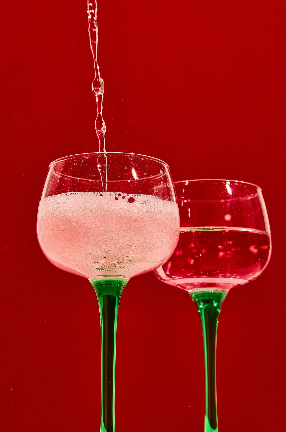 Pink Sparkling Wine Pour 40x60cm Metal Print Ready to Hang