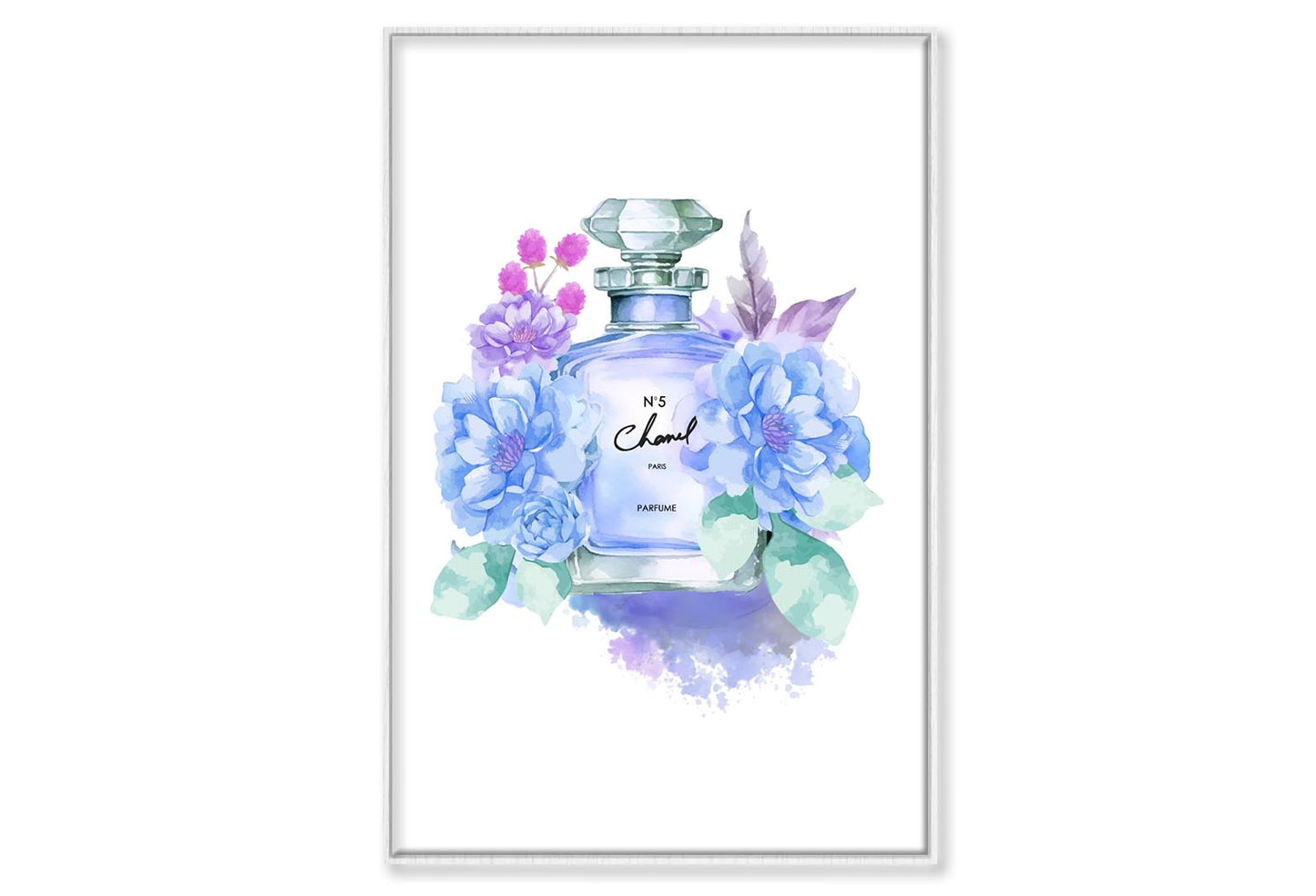 Blue Purple Perfume Wall Art Limited Edition High Quality Print Canvas Box Framed White