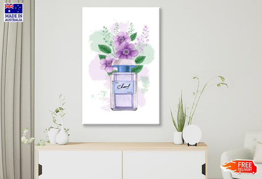Purple Perfume with Green Leaves Wall Art Limited Edition High Quality Print