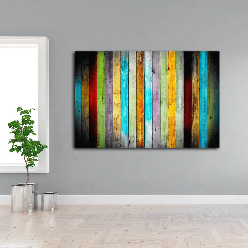 Colorful Wood Stripes UV Direct Aluminum Print Australian Made Quality