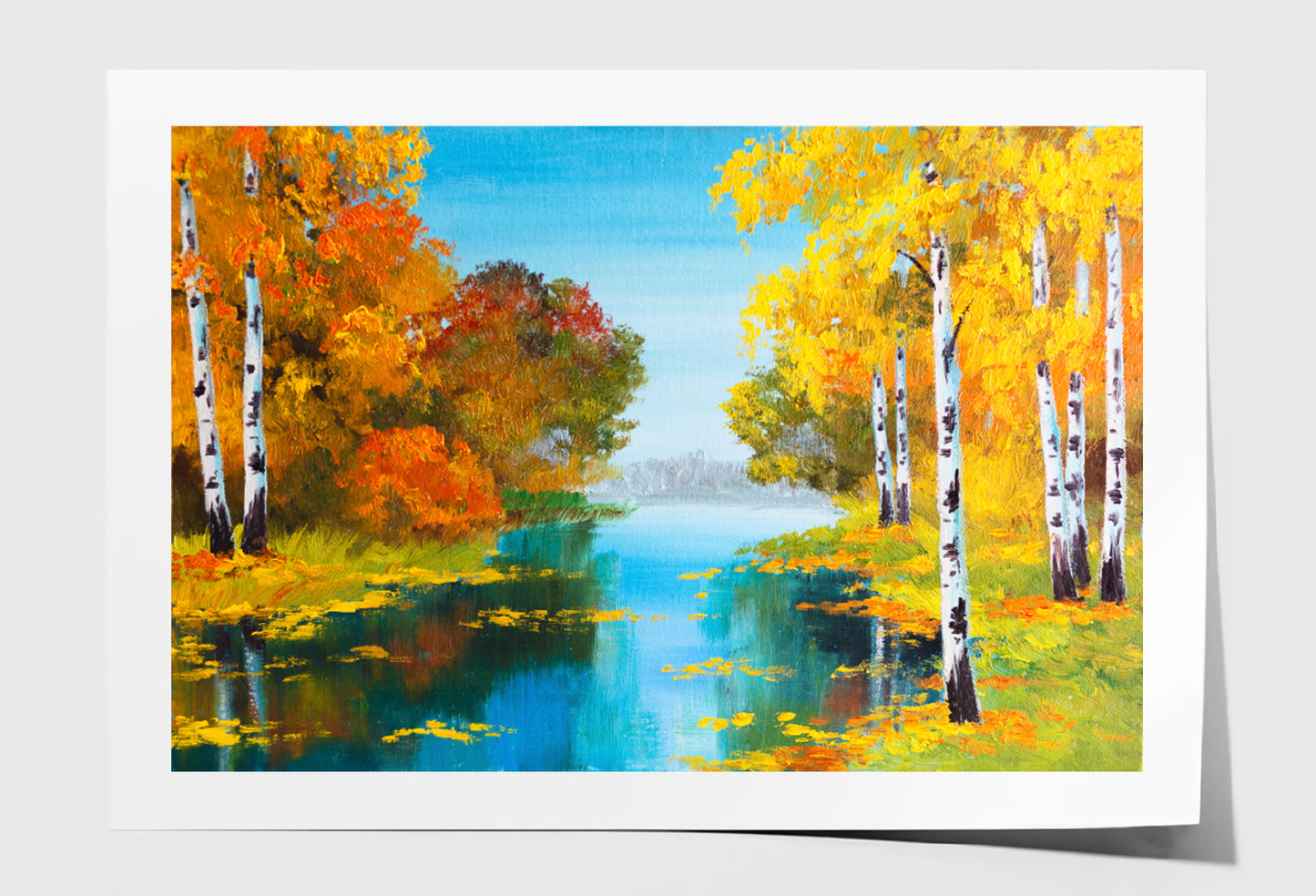 Birch Forest Near The River Oil Painting Wall Art Limited Edition High Quality Print Unframed Roll Canvas None