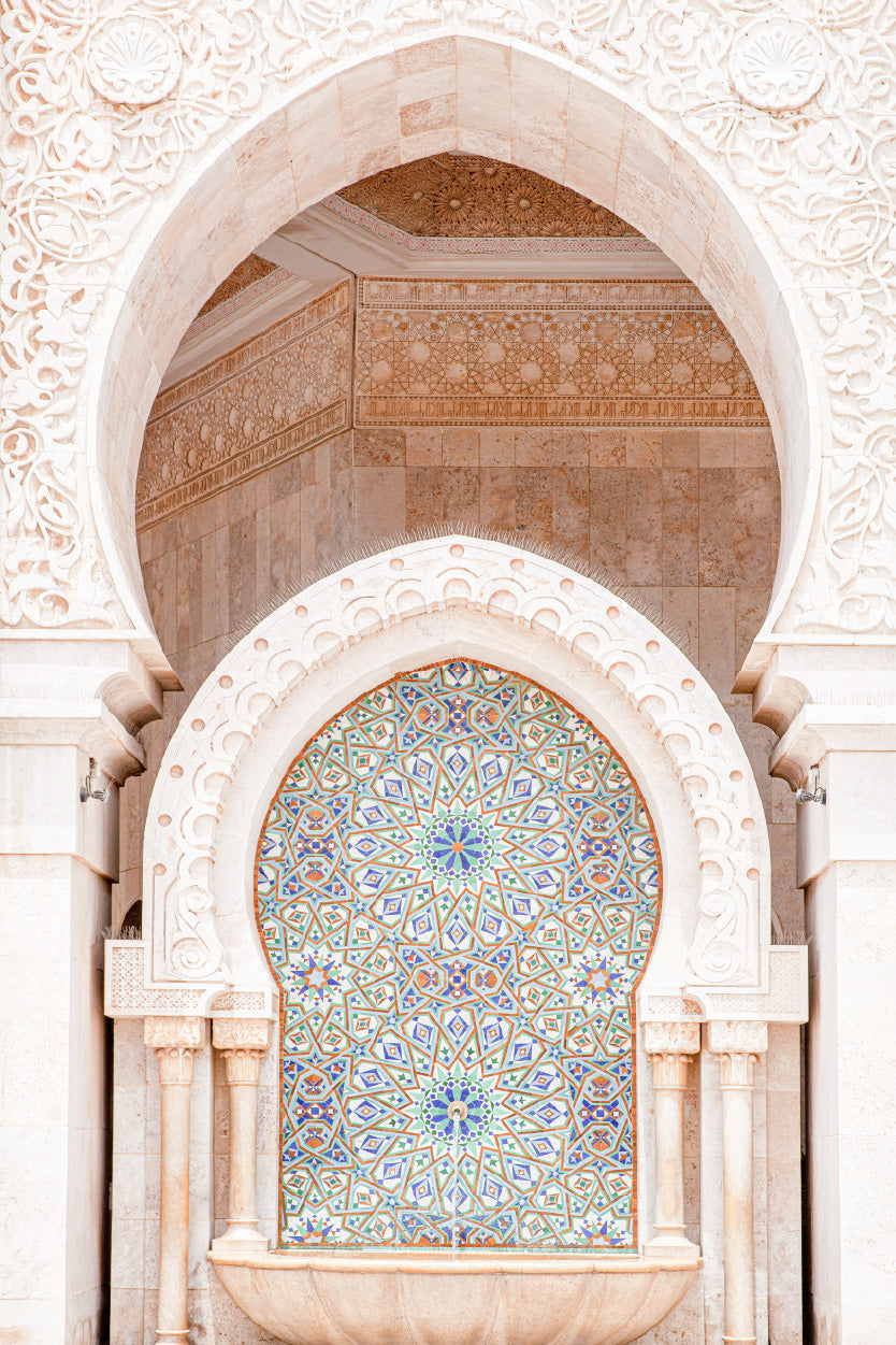 Mosque of Hassan Morocco Photograph Glass Framed Wall Art, Ready to Hang Quality Print