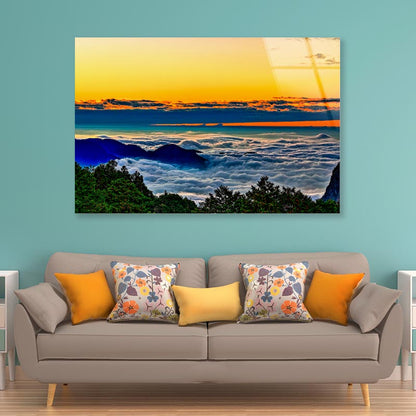 Mountain Scenery at Sunset View Alishan Chiayi Taiwan Acrylic Glass Print Tempered Glass Wall Art 100% Made in Australia Ready to Hang