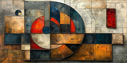 Mid Century Geometric Modern Texture Abstract Circle Wall Art Canvas Office Home Framed 120x60cm