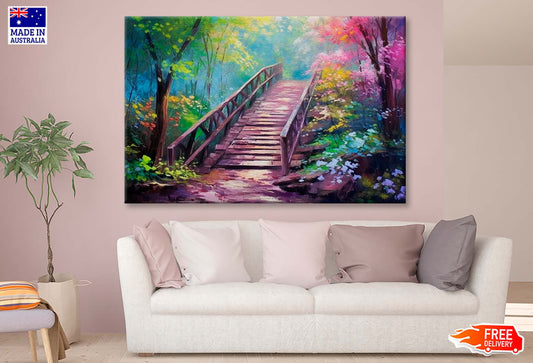 Flower Gallery Bridge Oil Painting Wall Art Limited Edition High Quality Print