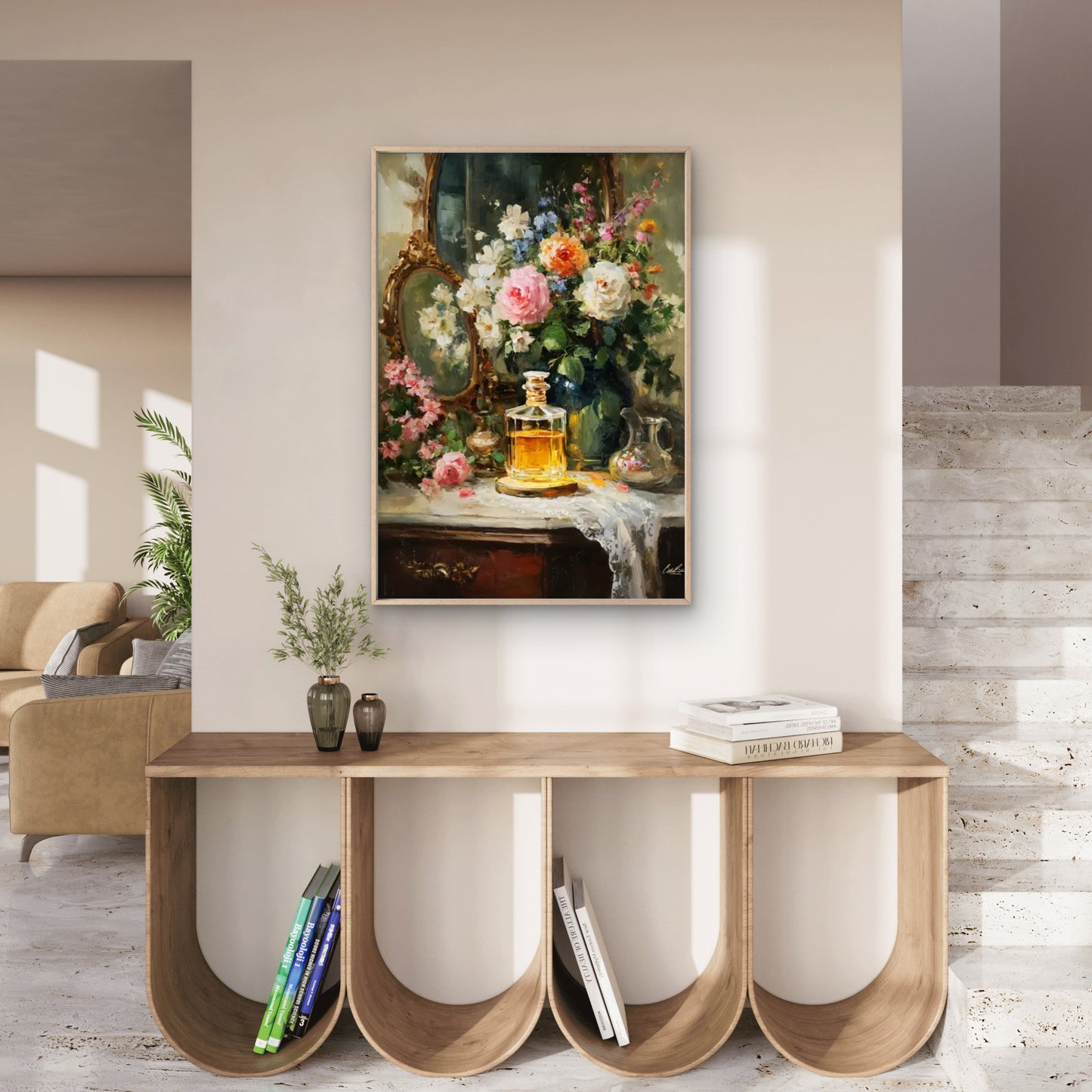 Luxury French Floral Perfume Bottles and Flowers Fashion Home Decor Premium Quality Poster Print Choose Your Sizes