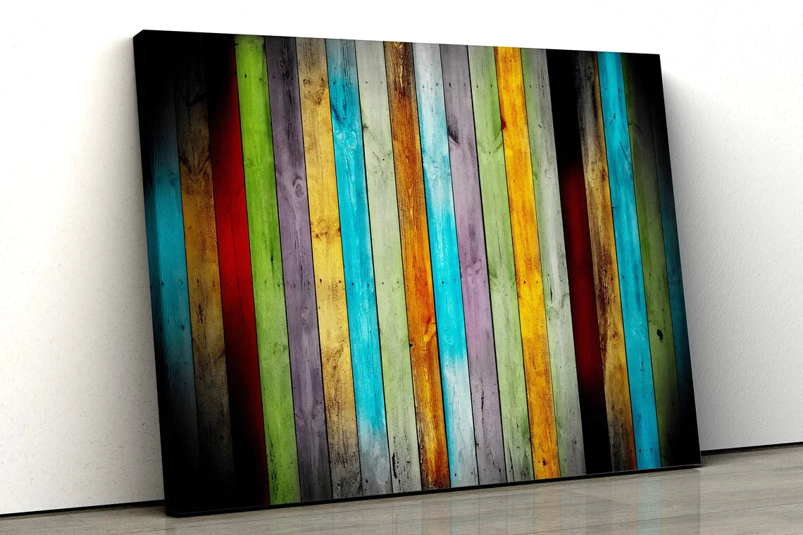 Colorful Wood Stripes UV Direct Aluminum Print Australian Made Quality