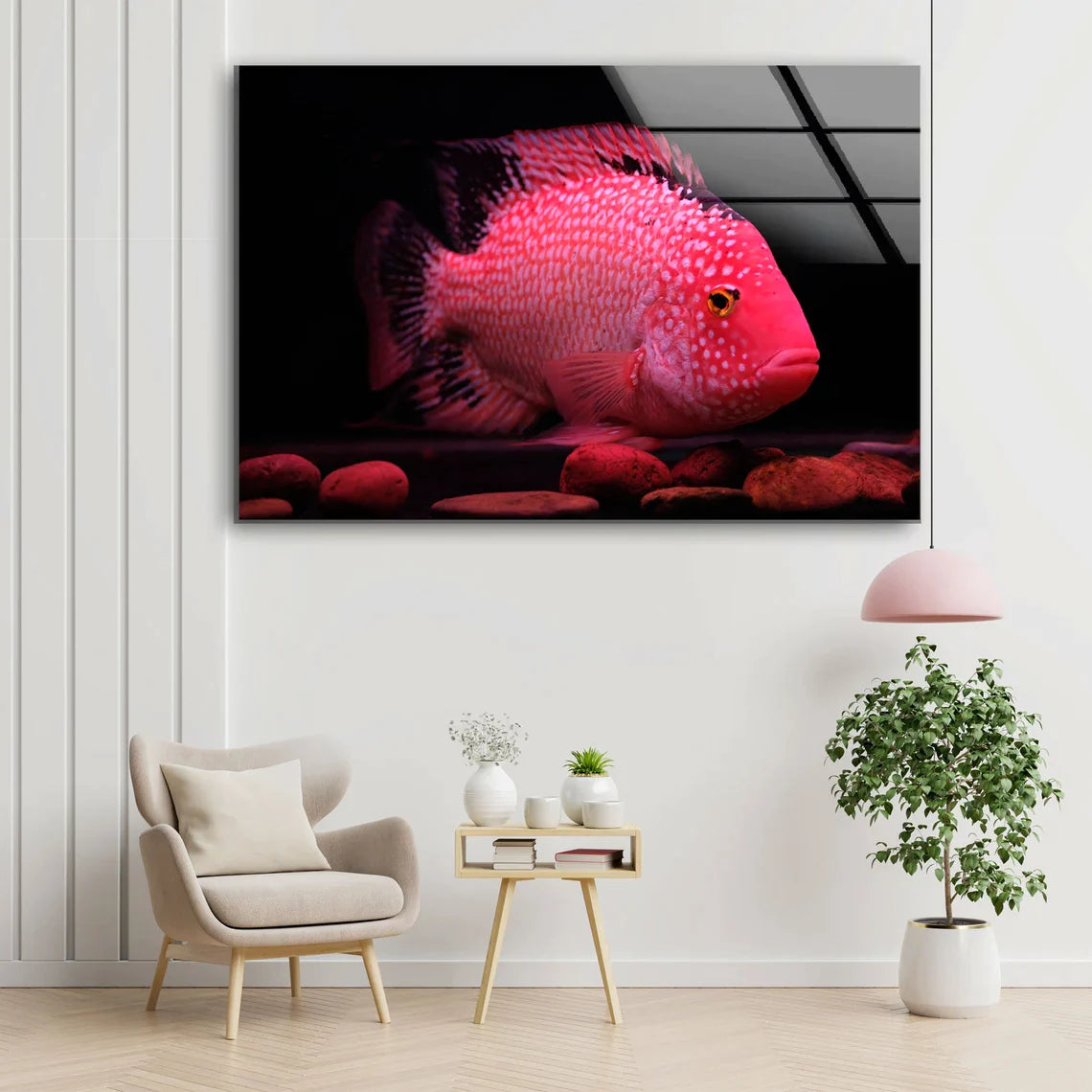 Pink Fish Closeup View UV Direct Aluminum Print Australian Made Quality
