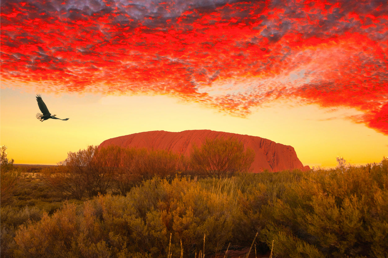 Sunset View of Ayers Rock Uluru Wall Art Decor 100% Australian Made