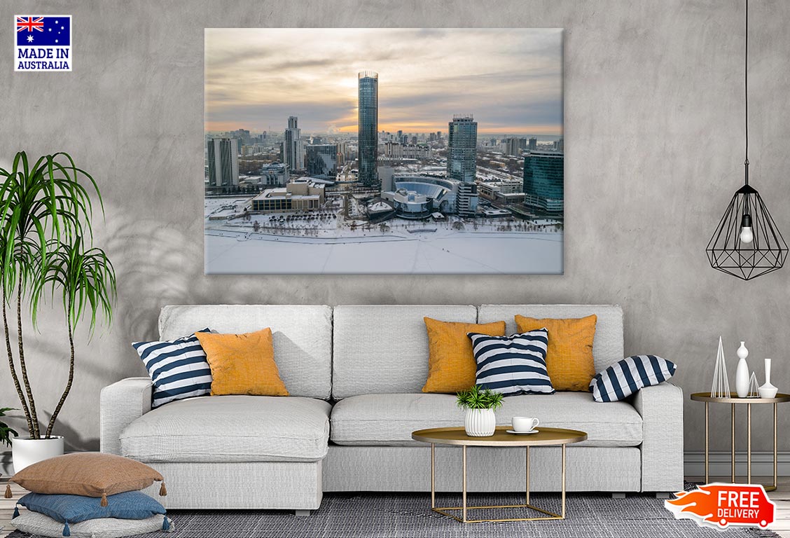 Yekaterinburg Cityscape In Winter Print 100% Australian Made