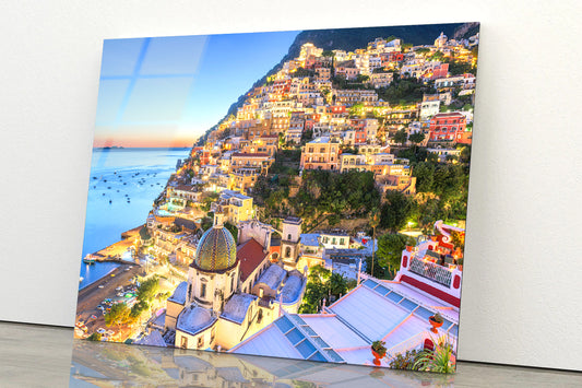 Light Up Amalfi Coast with Sky Acrylic Glass Print Tempered Glass Wall Art 100% Made in Australia Ready to Hang