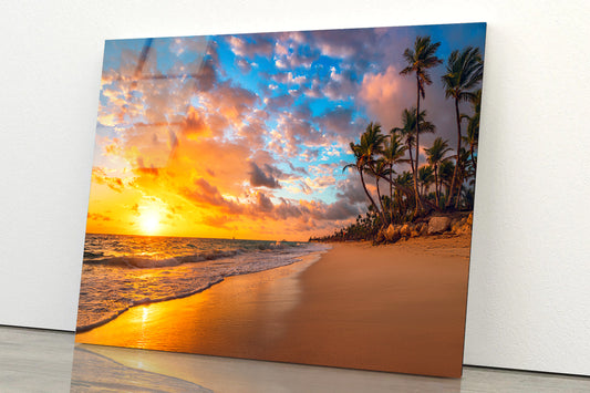 View of Paradise Tropical Island Beach Acrylic Glass Print Tempered Glass Wall Art 100% Made in Australia Ready to Hang