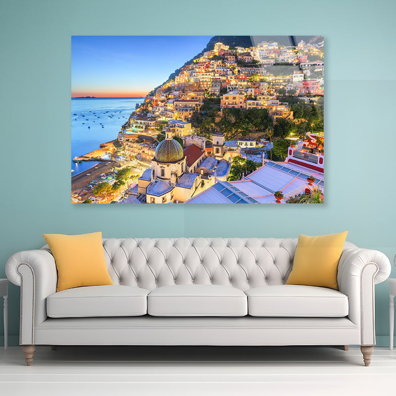 Light Up Amalfi Coast with Sky Acrylic Glass Print Tempered Glass Wall Art 100% Made in Australia Ready to Hang