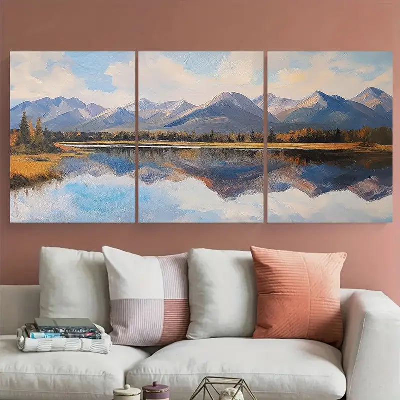 3pcs Lakes in Montana Mountains Metal Print Ready to Hang Art