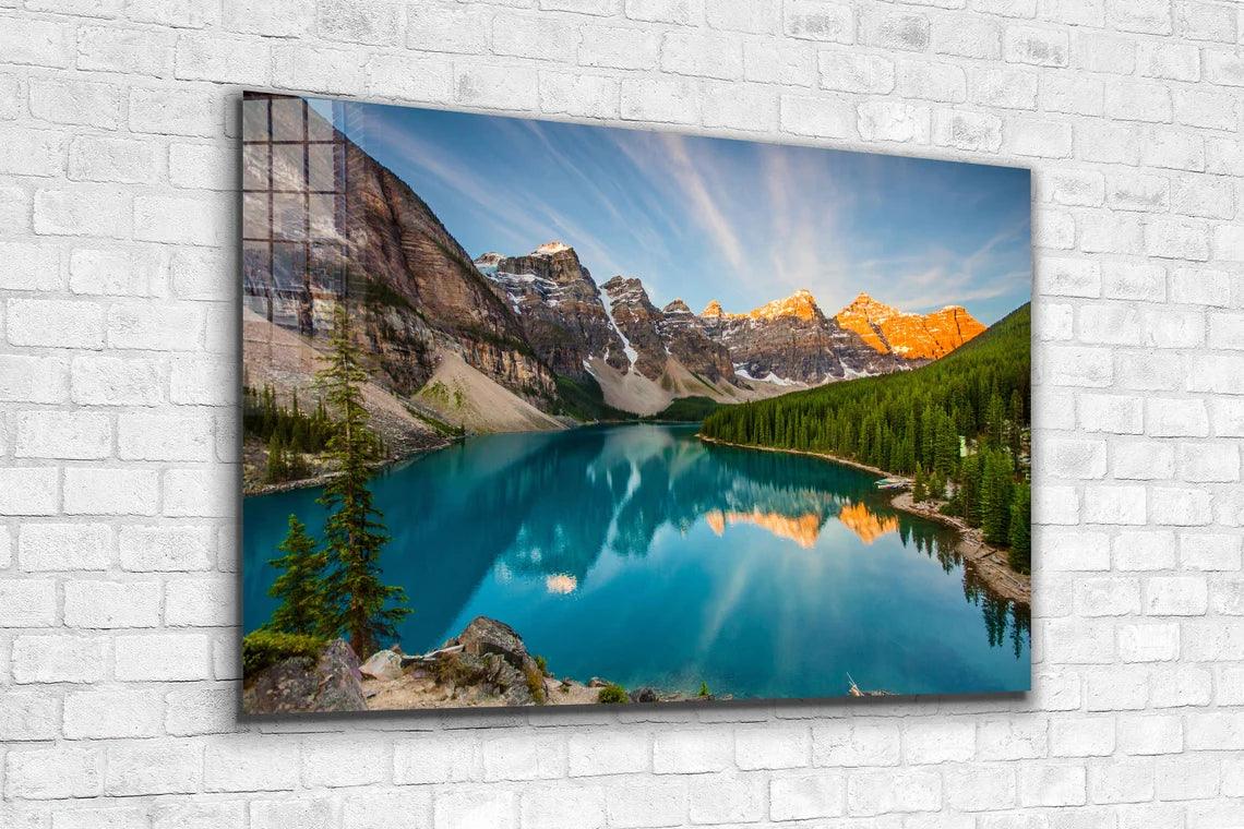 Mountain Lake Blue Sky UV Direct Aluminum Print Australian Made Quality