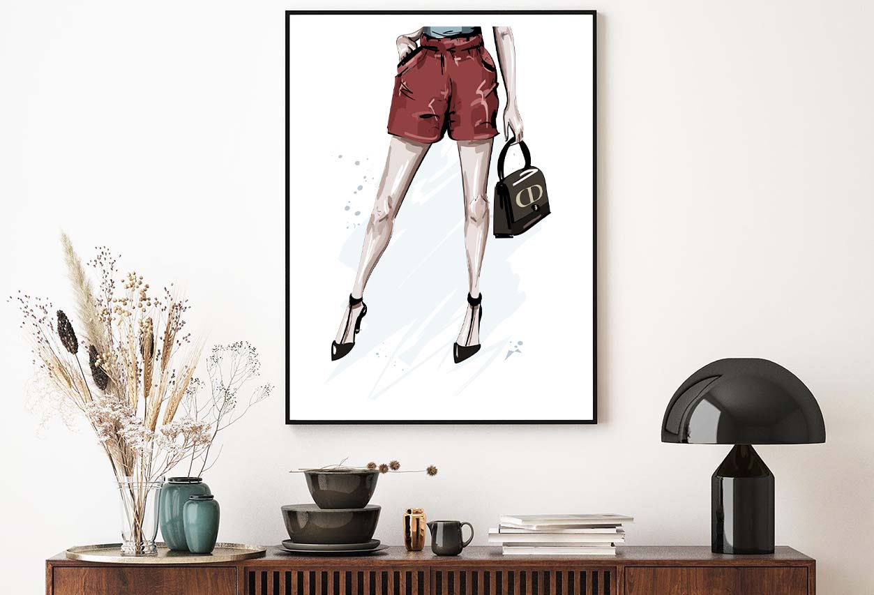 Black Heels with Luxury Bag Design Home Decor Premium Quality Poster Print Choose Your Sizes