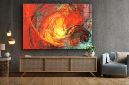 Red Orange Abstract UV Direct Aluminum Print Australian Made Quality