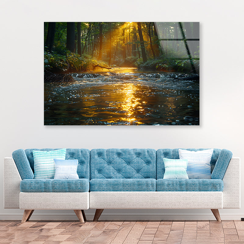 River in the Forest Acrylic Glass Print Tempered Glass Wall Art 100% Made in Australia Ready to Hang