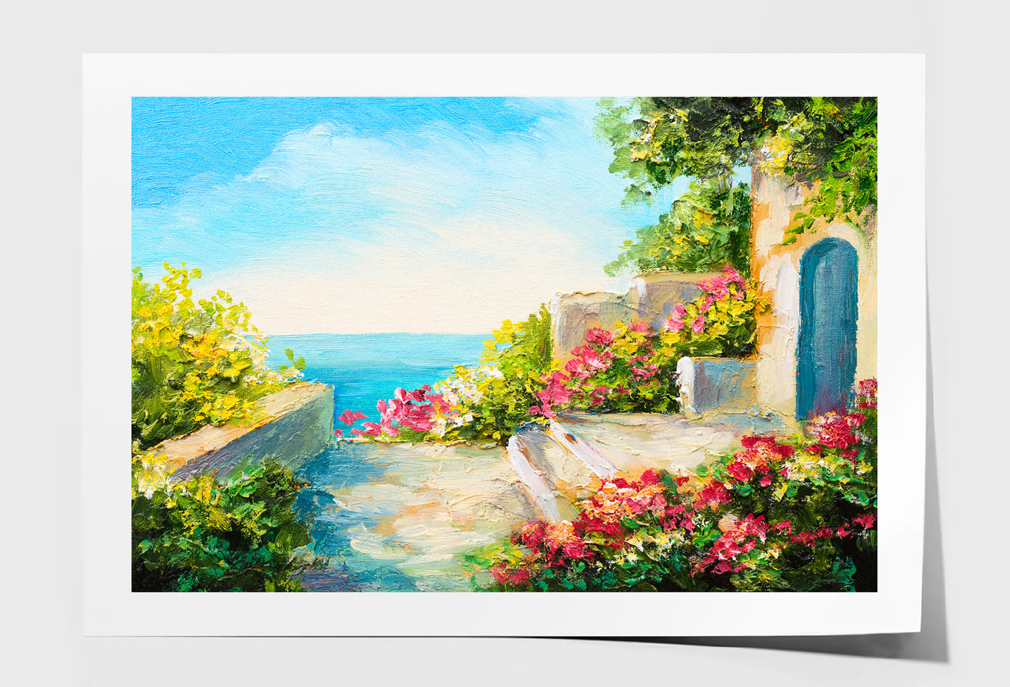 Colorful Flowers In House Garden & Near The Sea Oil Painting Wall Art Limited Edition High Quality Print Unframed Roll Canvas None