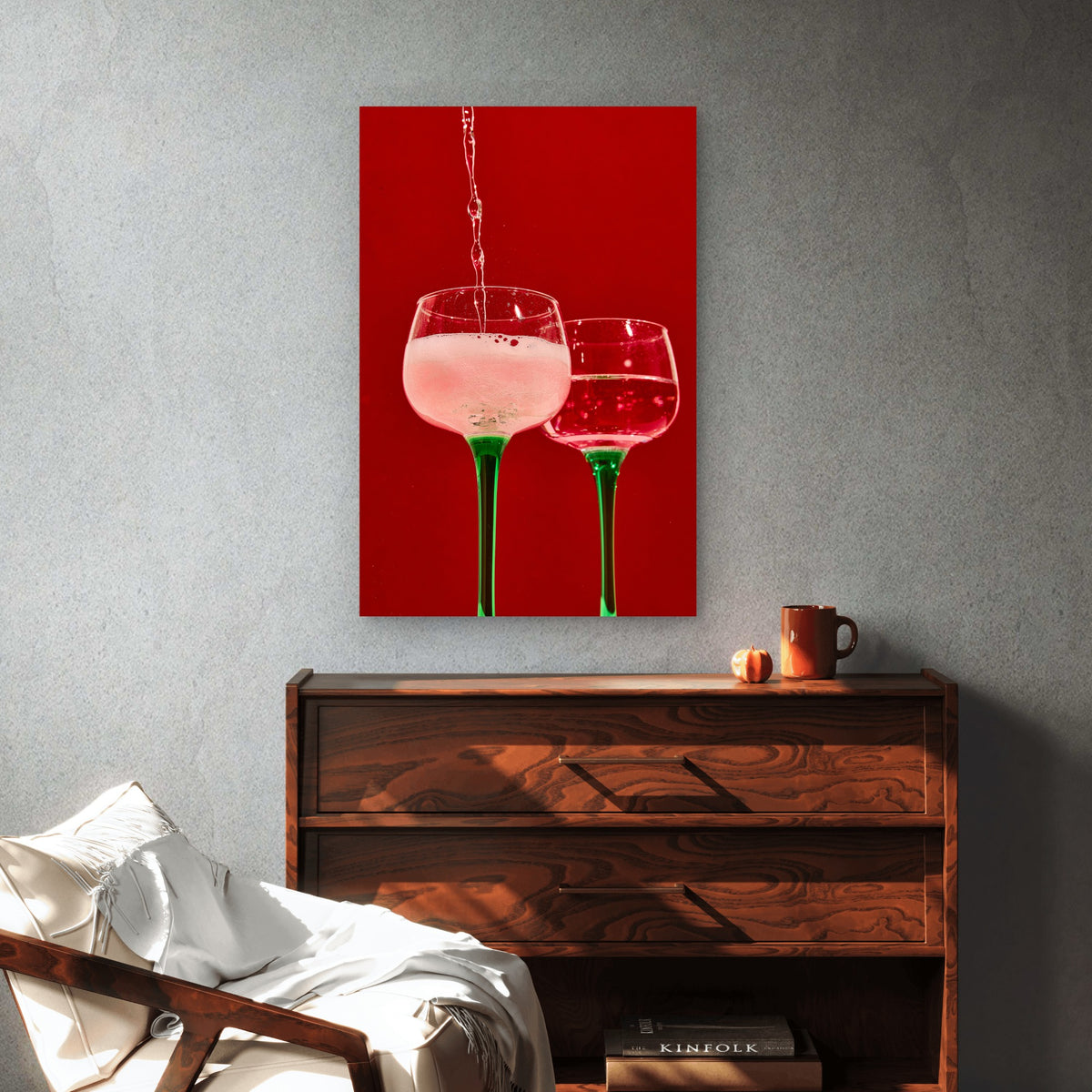 Pink Sparkling Wine Pour 40x60cm Metal Print Ready to Hang