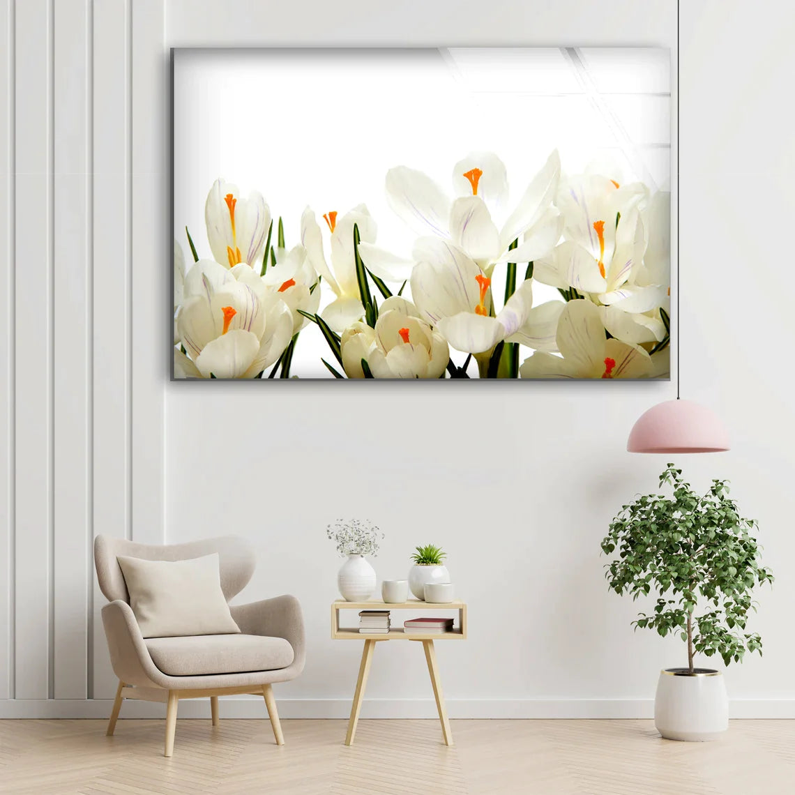 White Flowers View UV Direct Aluminum Print Australian Made Quality