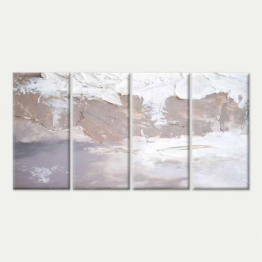 4pcs Modern Neutral Beige White Oil Painting Wall Art Canvas Framed 45x80cm - High Quality Print 100% Australian Made Wall Canvas Ready to Hang