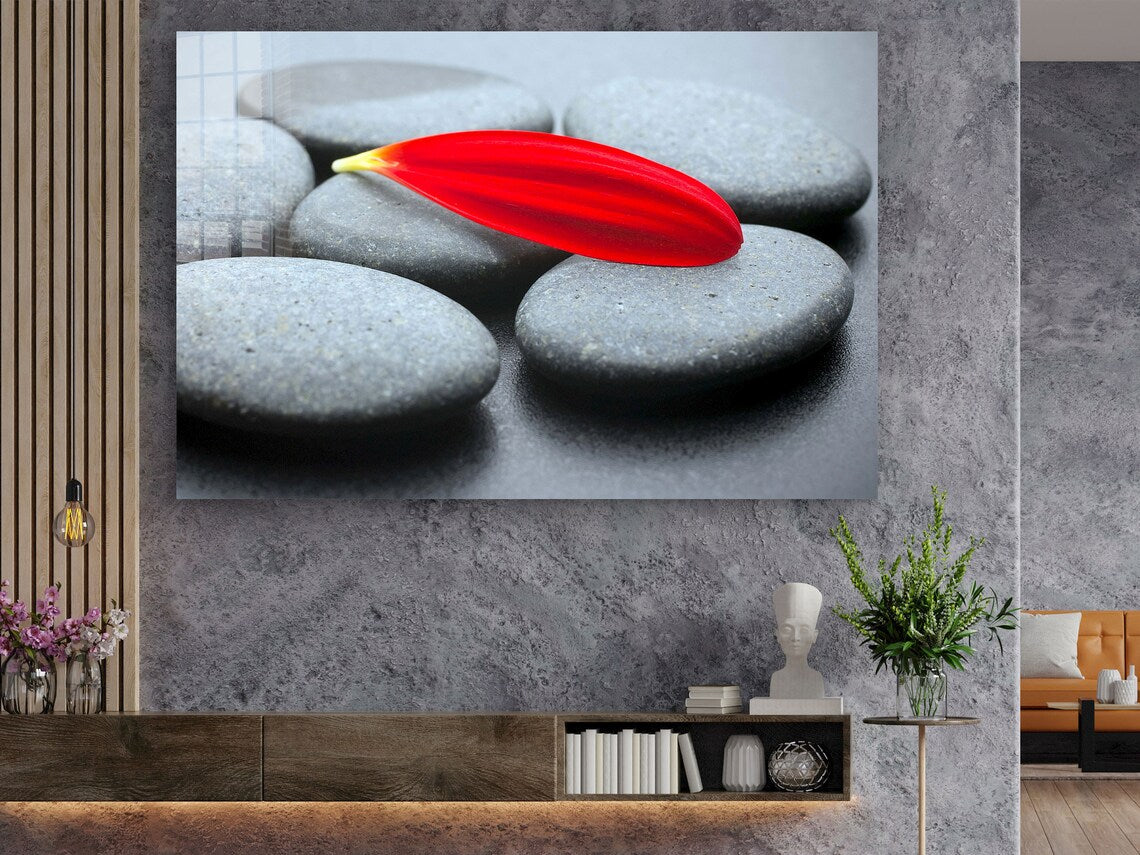 Stone Red Petal Floral UV Direct Aluminum Print Australian Made Quality