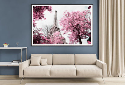 Pink Tree In Front of The Eiffel Tower Home Decor Premium Quality Poster Print Choose Your Sizes