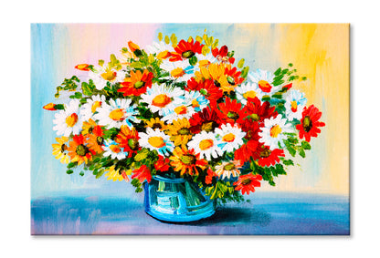 Bouquet Of Flowers Oil Painting Wall Art Limited Edition High Quality Print Stretched Canvas None