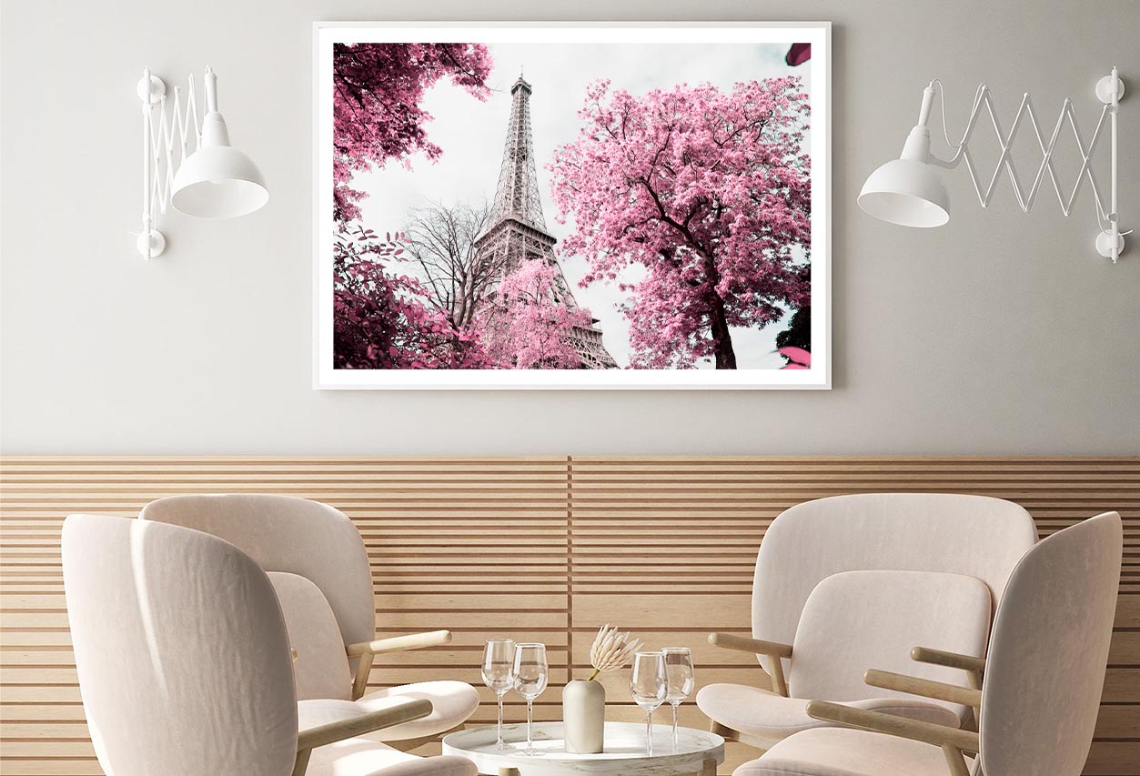 Pink Tree In Front of The Eiffel Tower Home Decor Premium Quality Poster Print Choose Your Sizes